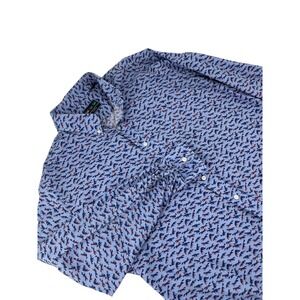 Charleston Threads Shirt Mens XXL‎ Button Down Blue Fox Animal Print Cotton
